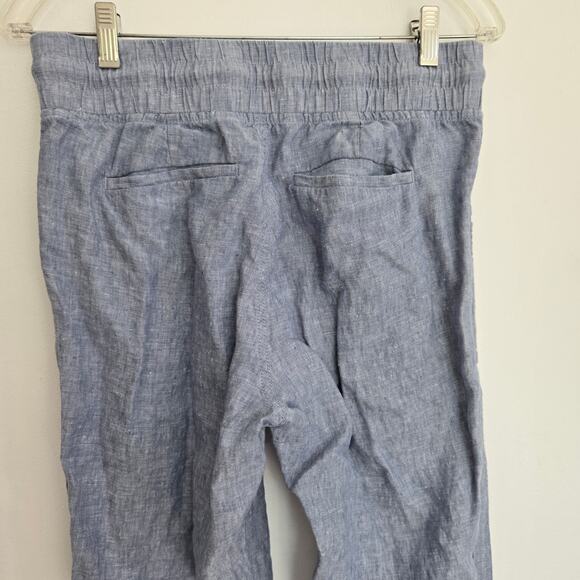 Athleta Cabo Linen Joggers Chambray Blue Elastic Waist Coastal Women 4 - Picture 6 of 11